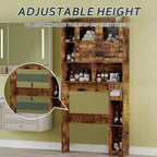 Meuble de rangement sur toilettes avec étagères réglables, armoire de salle de bain haute avec portes vitrées, organisateur de toilettes autoportant pour salle de bain