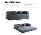 Plateforme de canapé-lit convertible, avec oreiller cylindrique et matelas pliant en velours côtelé, convient pour le salon, la chambre, le boudoir et le studio