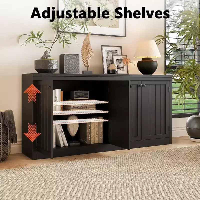 Buffet 4 portes Acekool avec rangement, meuble de rangement anti-basculement pour salle à manger, cuisine ou bureau