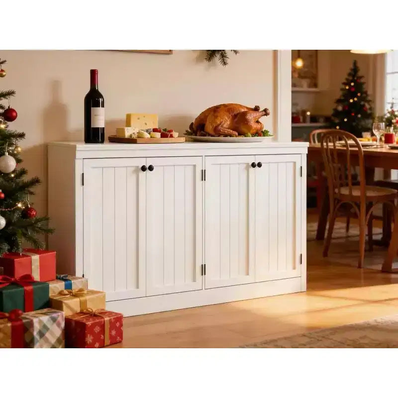 Buffet 4 portes Acekool avec rangement, meuble de rangement anti-basculement pour salle à manger, cuisine ou bureau