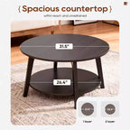 Table Basse Ronde FDW avec Rangement, Table d'Appoint Moderne à 2 Niveaux en Bois pour Salon, Chambre ou Bureau