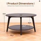 Table Basse Ronde FDW avec Rangement, Table d'Appoint Moderne à 2 Niveaux en Bois pour Salon, Chambre ou Bureau
