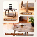 Table Basse Ronde FDW avec Rangement, Table d'Appoint Moderne à 2 Niveaux en Bois pour Salon, Chambre ou Bureau