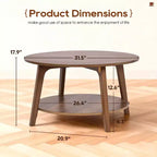 Table Basse Ronde FDW avec Rangement, Table d'Appoint Moderne à 2 Niveaux en Bois pour Salon, Chambre ou Bureau