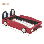 Lit plateforme en forme de voiture de course double taille Luxystar avec garde-corps pour chambre d'enfant