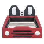 Lit plateforme en forme de voiture de course double taille Luxystar avec garde-corps pour chambre d'enfant