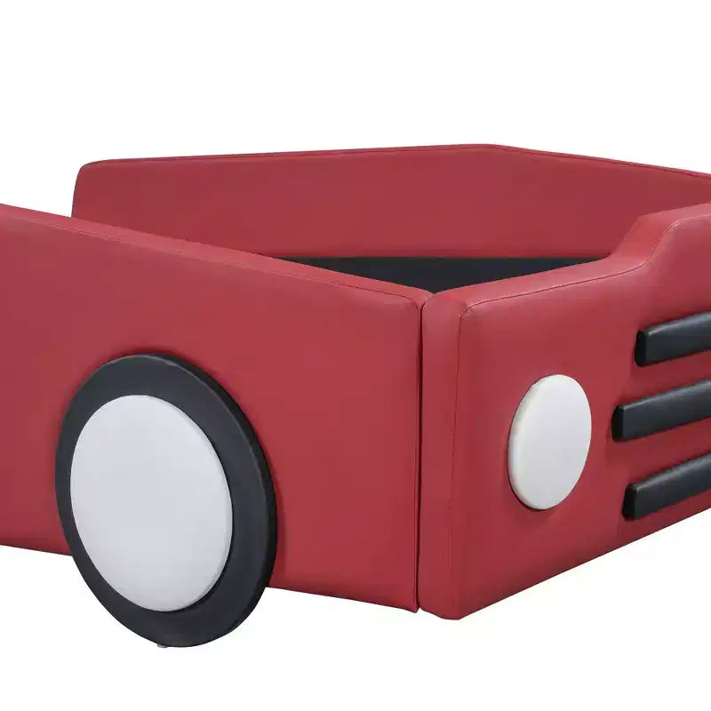 Lit plateforme en forme de voiture de course double taille Luxystar avec garde-corps pour chambre d'enfant