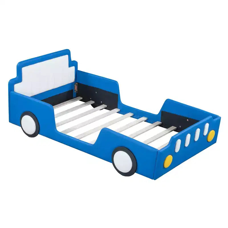 Lit plateforme en forme de voiture de course Luxystar avec barrières de sécurité, taille double