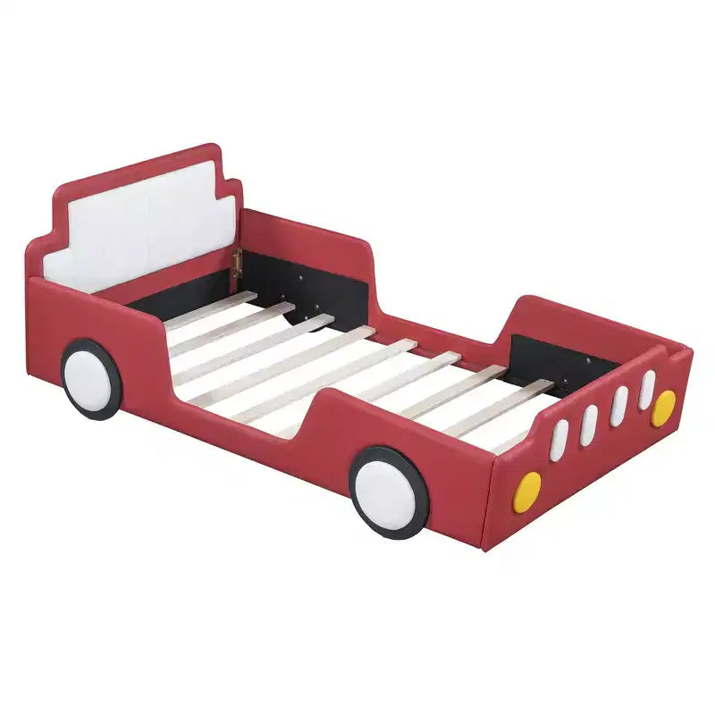 Lit plateforme en forme de voiture de course Luxystar avec barrières de sécurité, taille double