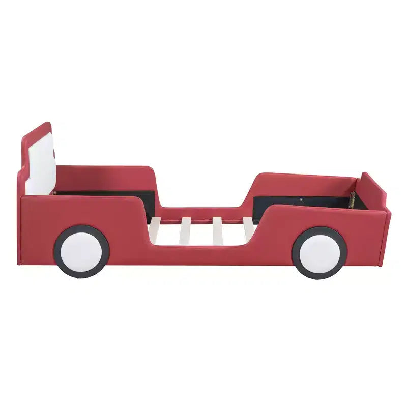 Lit plateforme en forme de voiture de course Luxystar avec barrières de sécurité, taille double