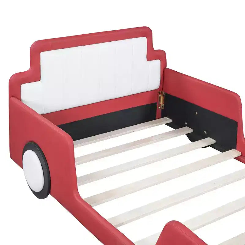 Lit plateforme en forme de voiture de course Luxystar avec barrières de sécurité, taille double