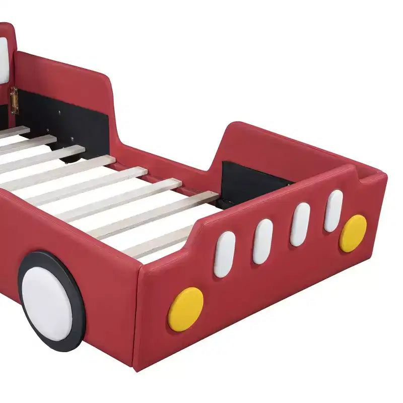 Lit plateforme en forme de voiture de course Luxystar avec barrières de sécurité, taille double