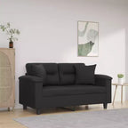 vidaXL Canapé 2 places avec coussins, Causeuse en similicuir noir