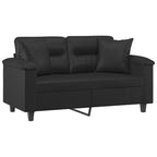 vidaXL Canapé 2 places avec coussins, Causeuse en similicuir noir