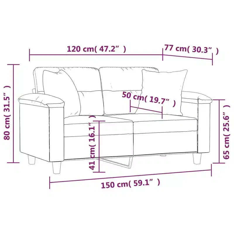 vidaXL Canapé 2 places avec coussins, Causeuse en similicuir noir