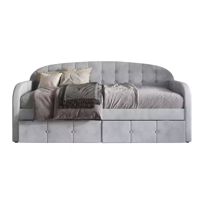 Lit de repos double ChaletPosh en velours avec rangement