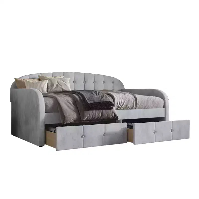 Lit de repos double ChaletPosh en velours avec rangement