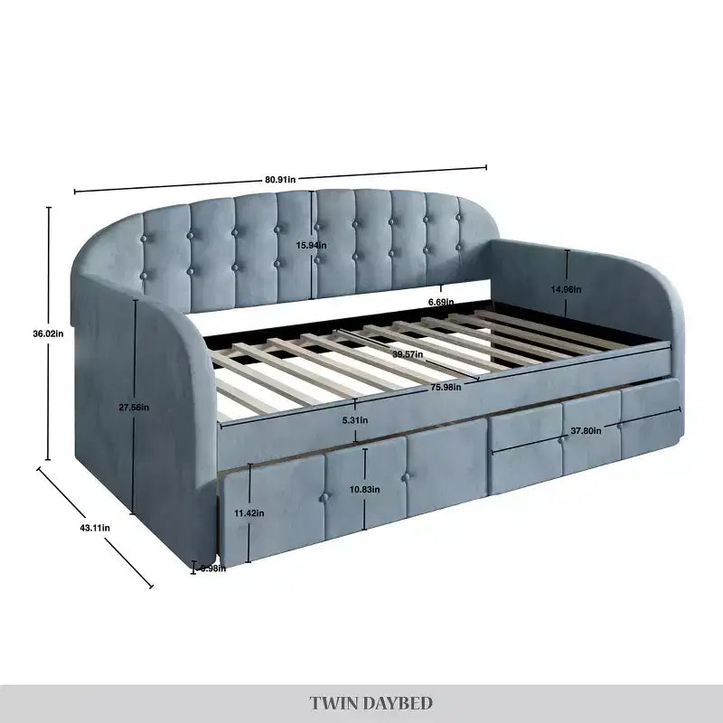 Lit de repos double ChaletPosh en velours avec rangement