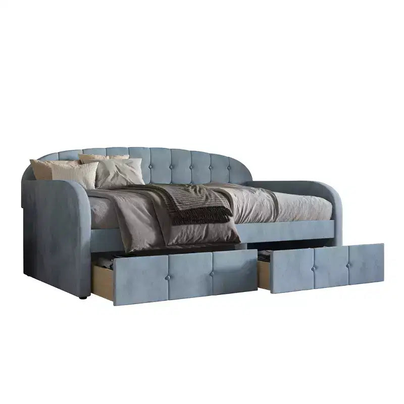 Lit de repos double ChaletPosh en velours avec rangement