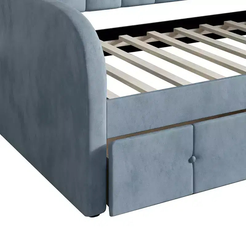 Lit de repos double ChaletPosh en velours avec rangement