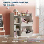 Organisateur de jouets à 3 niveaux pour enfants, étagère double face à 5 compartiments, étagère à livres et à jouets pour chambre d'enfant, salon et maternelle