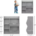 Organisateur de jouets à 3 niveaux pour enfants, étagère double face à 5 compartiments, étagère à livres et à jouets pour chambre d'enfant, salon et maternelle