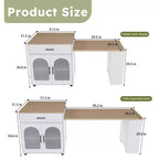 JVNOXKÎlot de cuisine mobile extensible de 80 pouces avec table à manger, 2 tiroirs, comptoir en grain de bois massif avec prise de courant, blanc