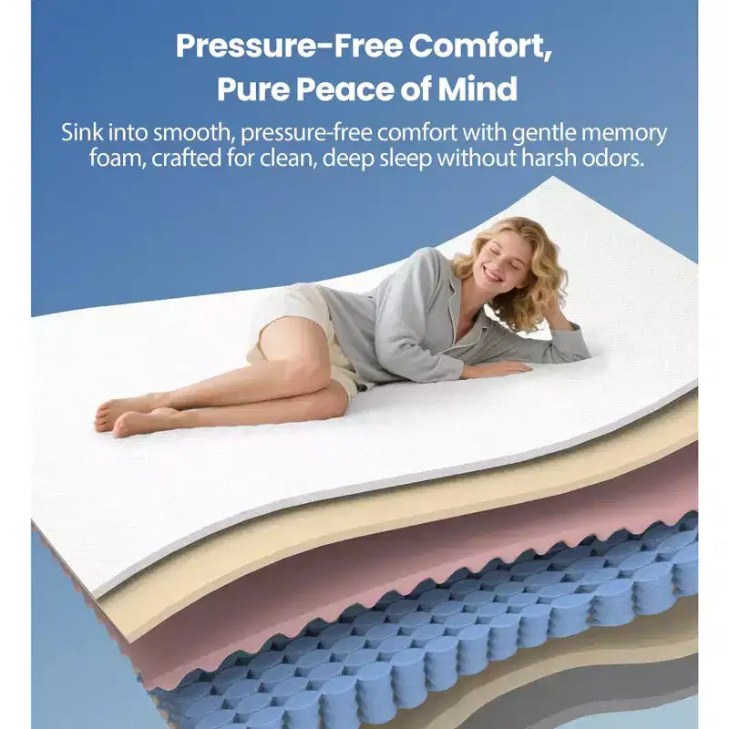 Matelas en mousse à mémoire de forme compressé, 35,5 cm, taille King, pour un sommeil frais et un soulagement de la pression, fermeté moyenne