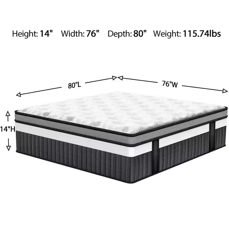Matelas en mousse à mémoire de forme compressé, 35,5 cm, taille King, pour un sommeil frais et un soulagement de la pression, fermeté moyenne