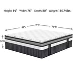 Matelas en mousse à mémoire de forme compressé, 35,5 cm, taille King, pour un sommeil frais et un soulagement de la pression, fermeté moyenne