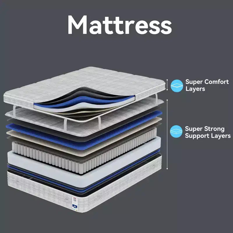 Matelas hybride à ressorts ensachés en mousse à mémoire de forme et gel 13 pouces Sailvan avec tissu aux ions de cuivre