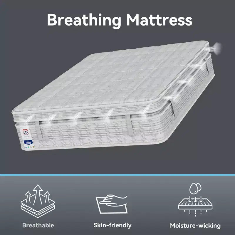 Matelas hybride à ressorts ensachés en mousse à mémoire de forme et gel 13 pouces Sailvan avec tissu aux ions de cuivre