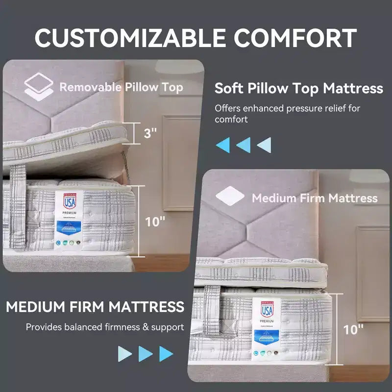 Matelas hybride à ressorts ensachés en mousse à mémoire de forme et gel 13 pouces Sailvan avec tissu aux ions de cuivre