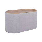 Banc de rangement Okak moderne et élégant en tissu doux avec plateau en bois réversible, table basse ottoman confortable pour chambre à coucher, salon