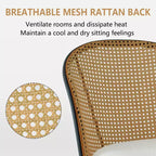 Chaises de salle à manger en rotin, lot de 4, chaises d'appoint de cuisine modernes sans accoudoirs avec dossier en canne tressée, assise en bouclé blanc et pieds en métal noir – Panipeachy