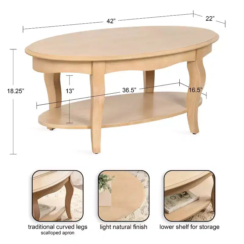 Table basse Sutherlin Wood Kate et Laurel, 42x22x19, Naturel