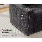 Canapé-lit modulaire 5 places Dyonery, en L, avec fonction relaxation, rangement, ports USB et tissu chenille, pour petits espaces
