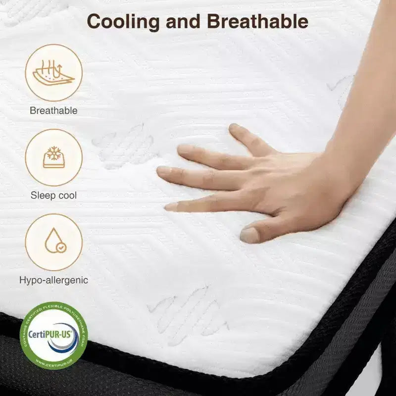 Matelas Queen Size, Mousse à mémoire de forme au gel 14 pouces et ressorts ensachés individuellement, hybride, matelas Queen Size en boîte, certifié CertiPUR-US