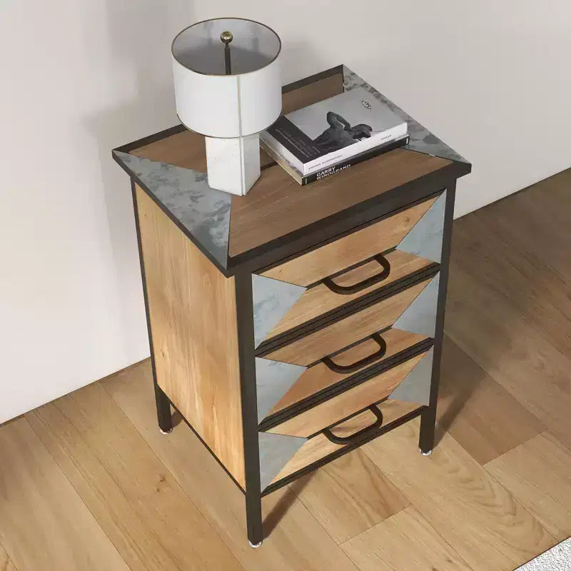 Plancher en bois 3 tiroirs, Console de rangement autoportante pour entrée, Meuble de rangement moderne pour salon, chambre, couloir et bureau