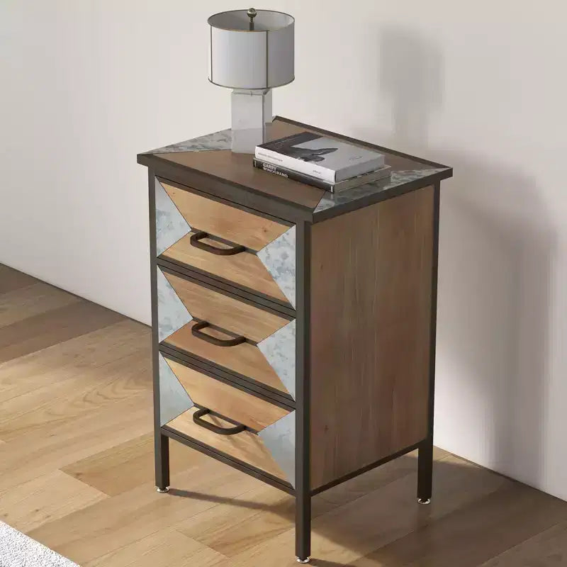 Plancher en bois 3 tiroirs, Console de rangement autoportante pour entrée, Meuble de rangement moderne pour salon, chambre, couloir et bureau