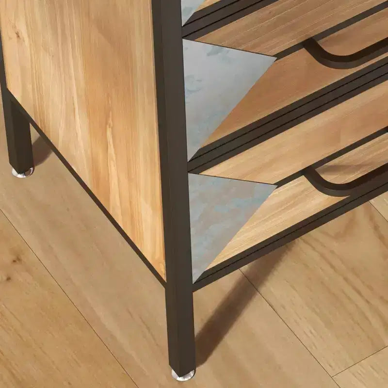 Plancher en bois 3 tiroirs, Console de rangement autoportante pour entrée, Meuble de rangement moderne pour salon, chambre, couloir et bureau