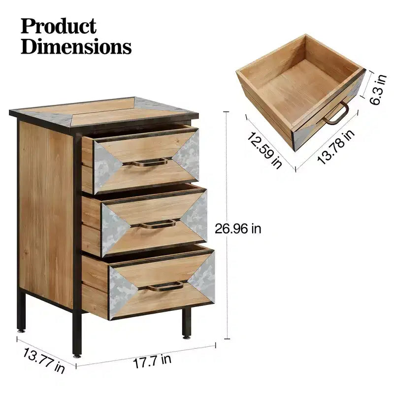 Plancher en bois 3 tiroirs, Console de rangement autoportante pour entrée, Meuble de rangement moderne pour salon, chambre, couloir et bureau