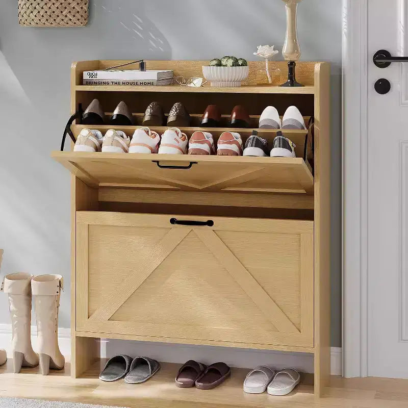 Meuble à chaussures étroit Acekool pour entrée, avec 2 tiroirs basculants, meuble de rangement pour chaussures dissimulé