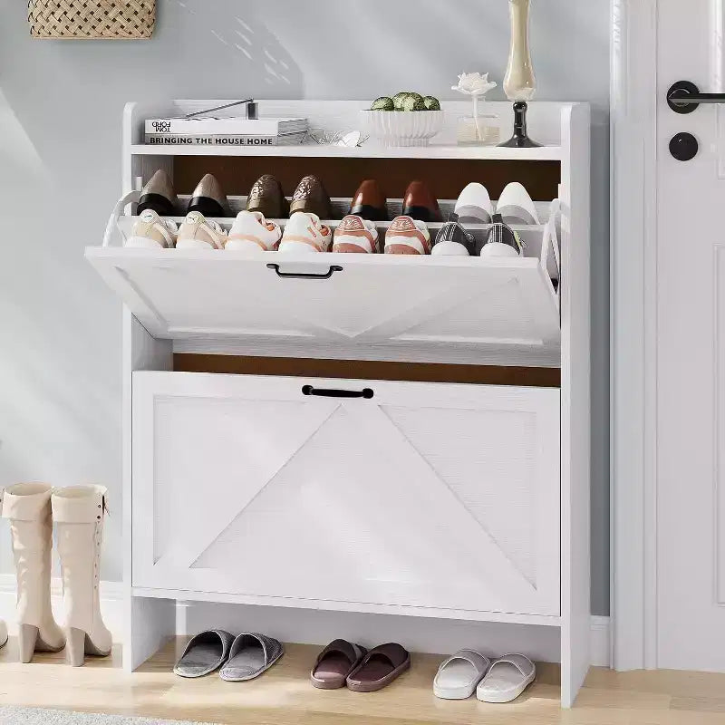 Meuble à chaussures étroit Acekool pour entrée, avec 2 tiroirs basculants, meuble de rangement pour chaussures dissimulé