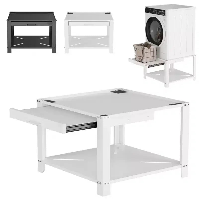 Pieds de lave-linge et sèche-linge avec étagère à panier, pied de buanderie de 50 cm de haut avec patins anti-vibrations réglables