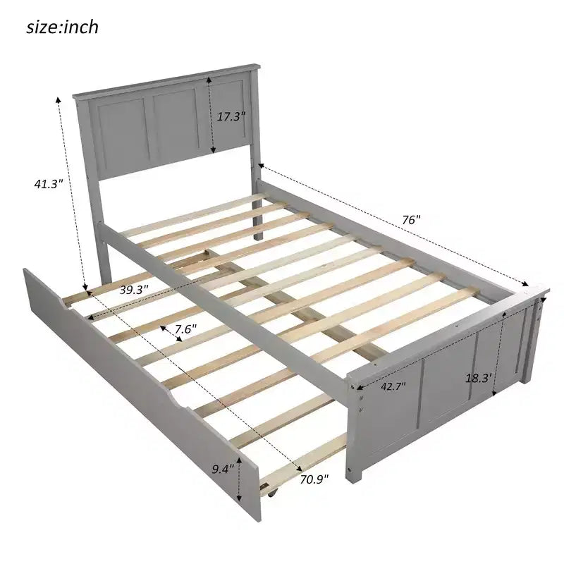 Lit plateforme, Cadre double, Lit de repos double avec lit gigogne, Lit de repos et lit gigogne coulissant