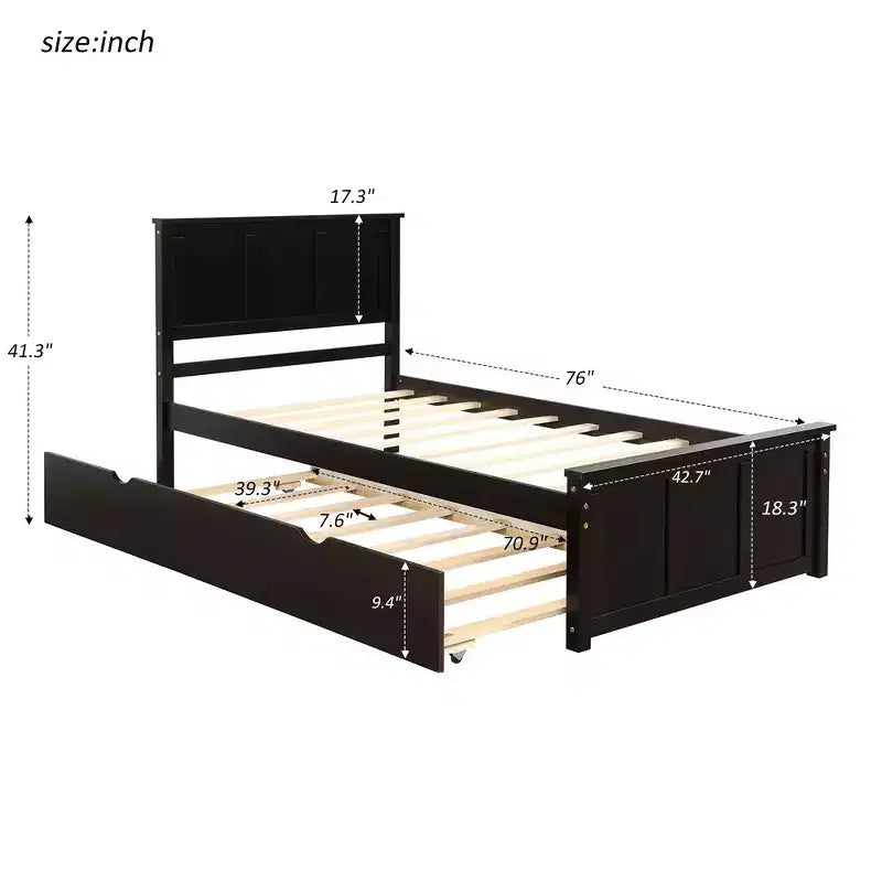 Lit plateforme, Cadre double, Lit de repos double avec lit gigogne, Lit de repos et lit gigogne coulissant