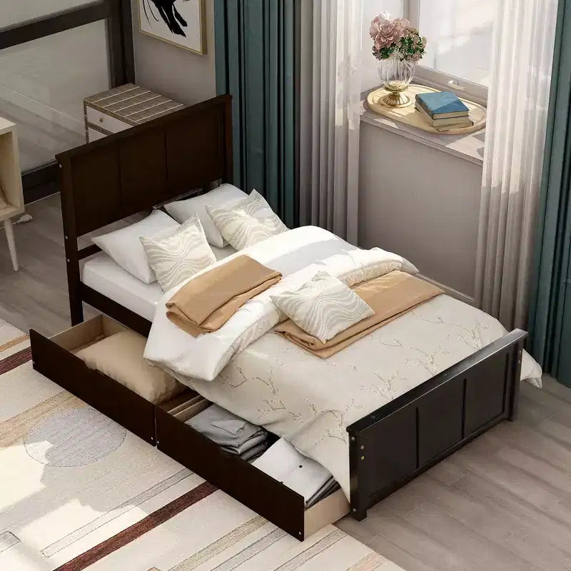Lit plateforme, Cadre double, Lit de repos double avec lit gigogne, Lit de repos et lit gigogne coulissant