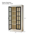 Vitrine haute de 180,8 cm avec portes en verre, vitrine d'exposition à 5 niveaux avec 2 étagères réglables et 2 étagères fixes
