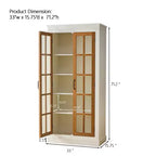 Vitrine haute de 180,8 cm avec portes en verre, vitrine d'exposition à 5 niveaux avec 2 étagères réglables et 2 étagères fixes